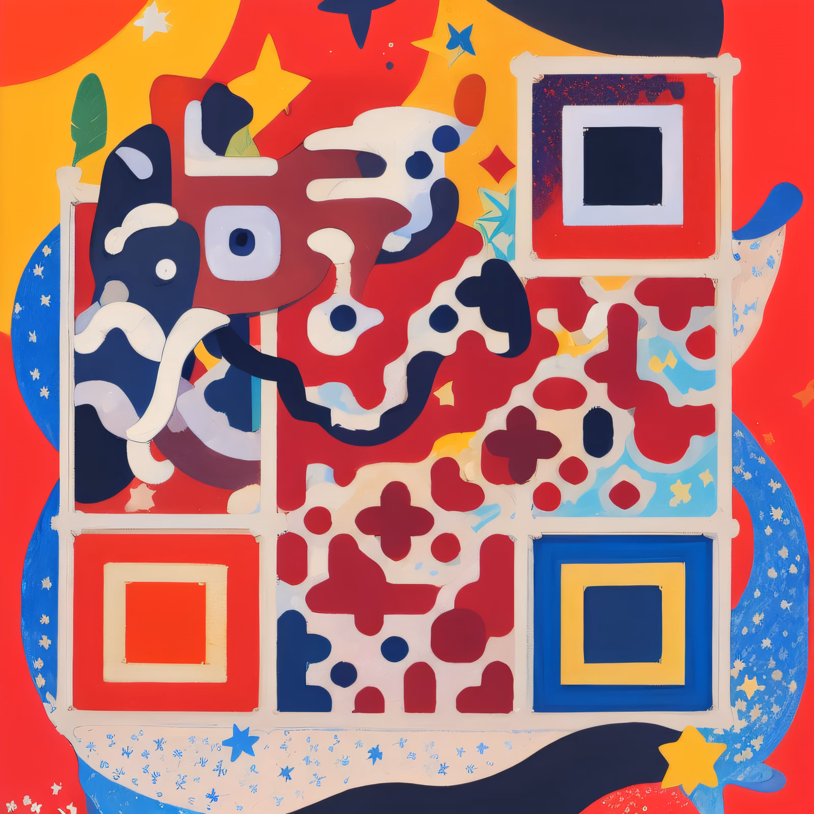Colorful Abstract Gouache QR Code Art — image 1