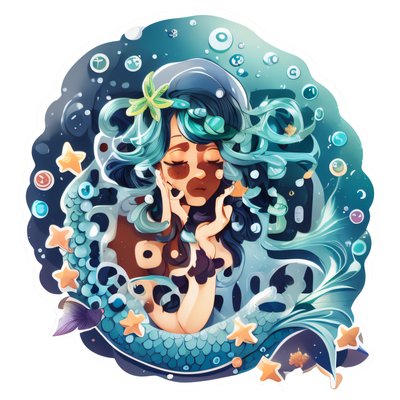 Спящая русалка: векторный QR-код для стикеров