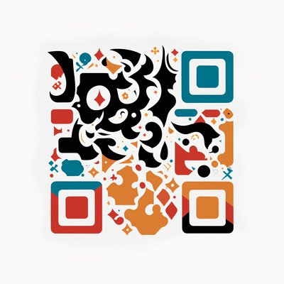 Abstract Calligraphic Swirl Vector QR Code for Stickers