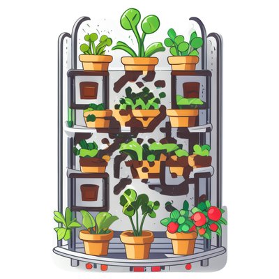 Vertical Garden Plant Rack Vector QR Code for Stickers