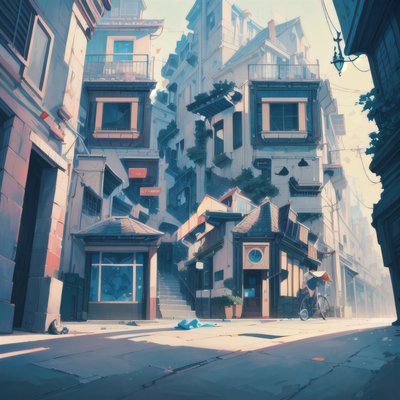 Pastel City Street Digital Painting QR Code Art