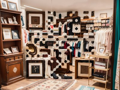 Vintage Boutique Interior Photorealistic QR Code for Storefront Displays