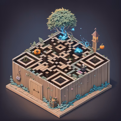 Isometric Witch Garden Diorama QR Code Art — image 1