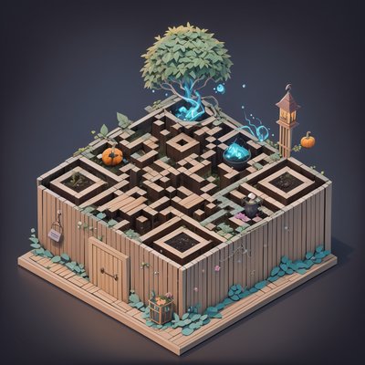 Isometric Witch Garden Diorama QR Code Art