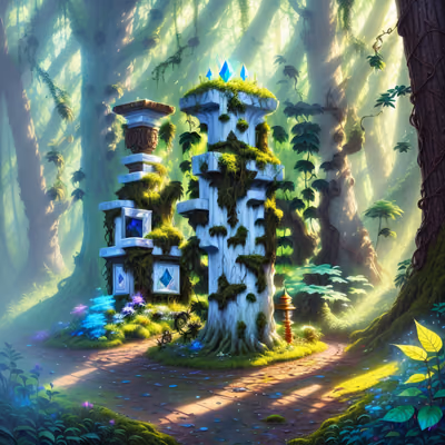 Mossy Monolith Forest Fantasy QR Code for Posters — image 1