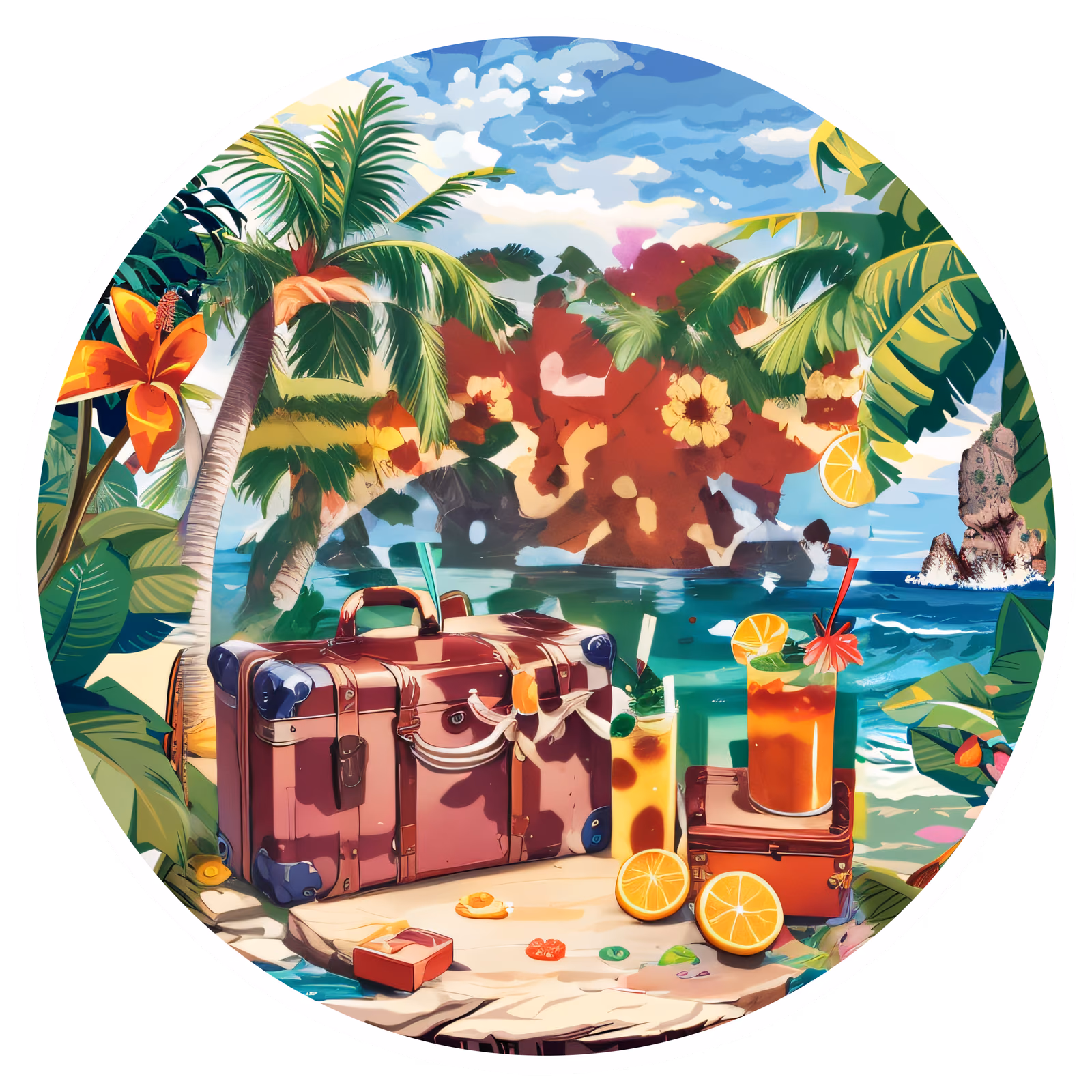 Tropical Island Suitcase Vector QR Code for Stickers — image 1