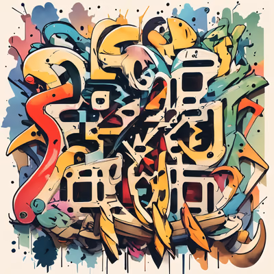 Colorful Graffiti Lettering Abstract QR Code for Apparel — image 1