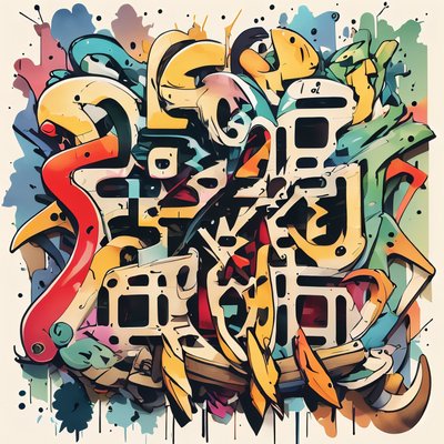 Colorful Graffiti Lettering Abstract QR Code for Apparel