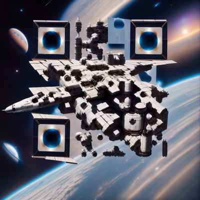 Space Station Matte Painting Spaceship QR Code for Posters — image 1