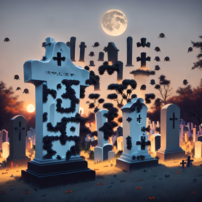 Moonlit Cemetery Tombstones Gothic QR Code for Posters — image 1