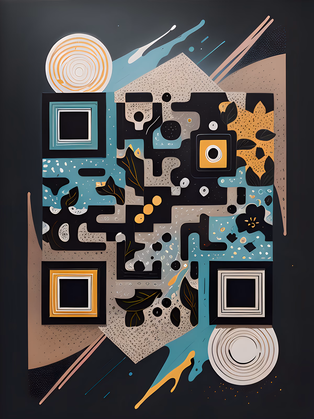 Abstract Paint Splash Botanical QR Code Art — image 1