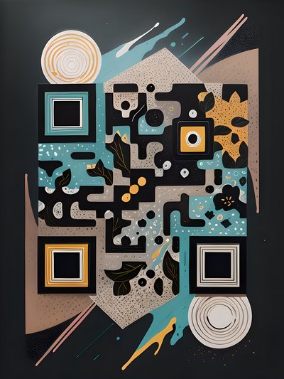 Abstract Paint Splash Botanical QR Code Art
