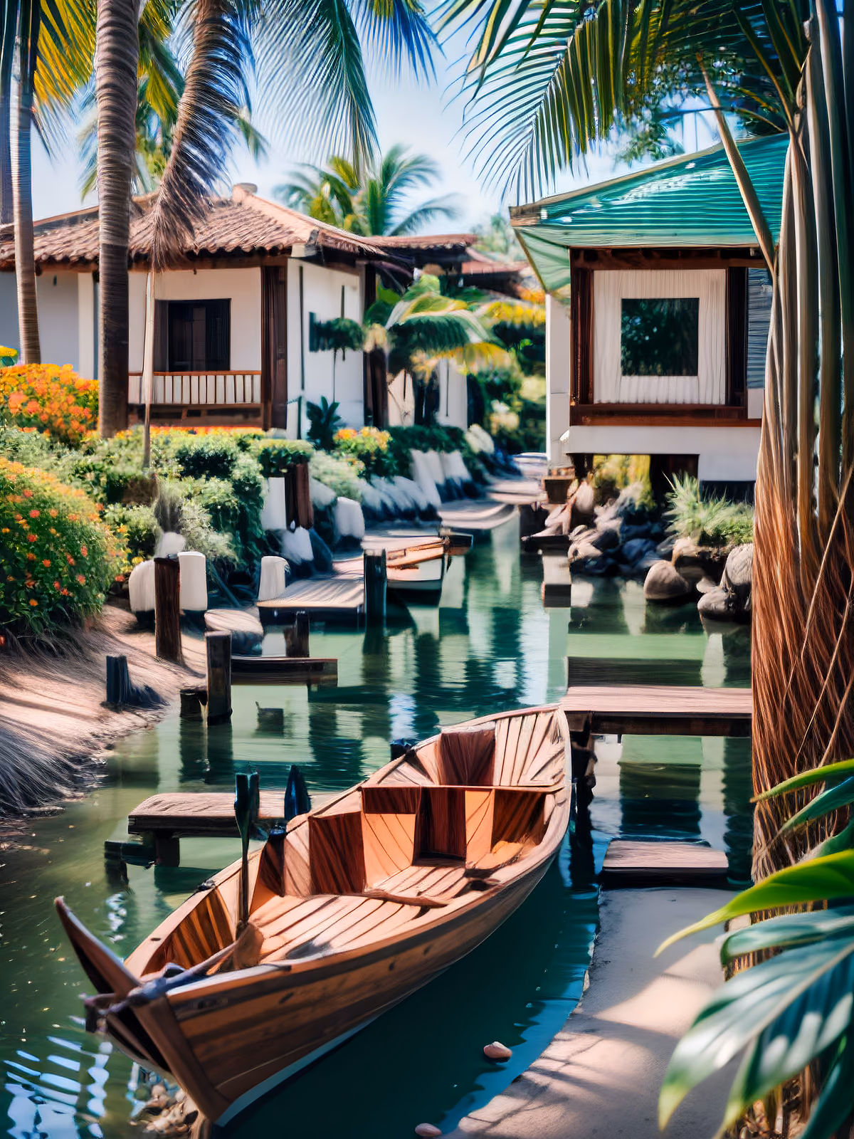 Tropical Lagoon Boat Photorealistic QR Code for Posters — image 1