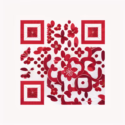 Crimson Blossom Vector QR Code for Packaging — image 1