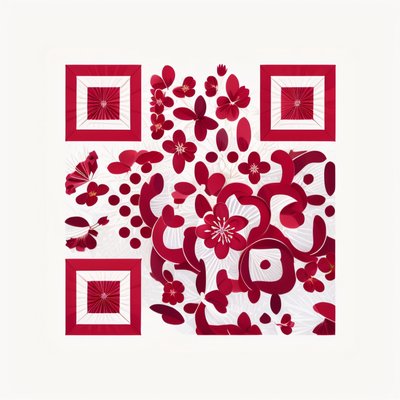 Crimson Blossom Vector QR Code for Packaging