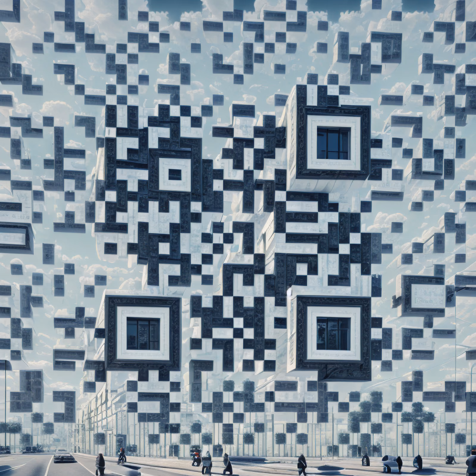 Block Architecture Street 3D QR Code Poster Art — image 1