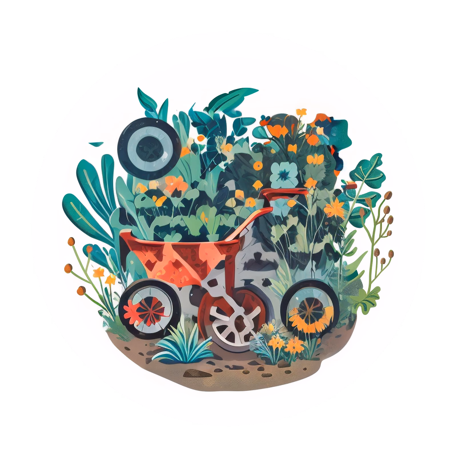 Garden Flower Bed Vector QR Code for Stickers — image 1