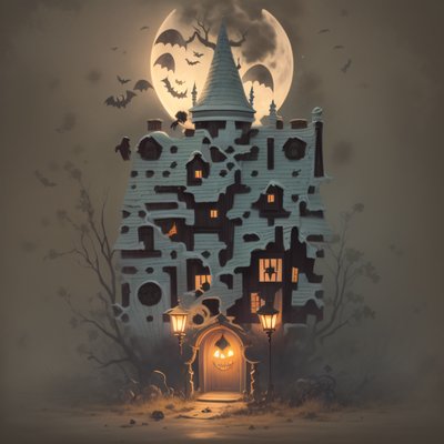 Haunted House Gothic Halloween QR Code for Posters