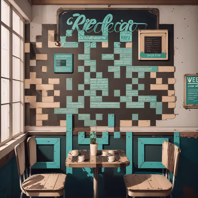 Vintage Cafe Interior Retro QR Code for Table Tents — image 1