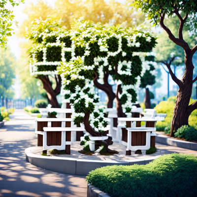 阳光公园长椅 写实二维码艺术 — 图片 1