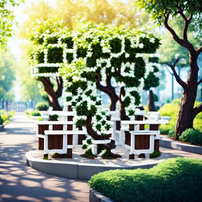 Sunlit Park Benches Photorealistic QR Code Art