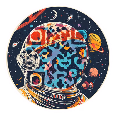 Vintage Astronaut Helmet Retro Space QR Code for Stickers — image 1