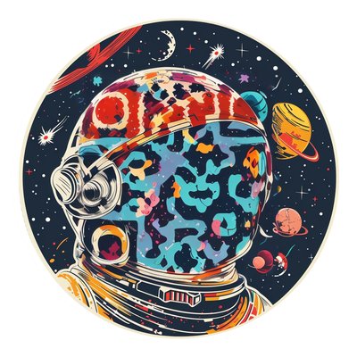 Vintage Astronaut Helmet Retro Space QR Code for Stickers