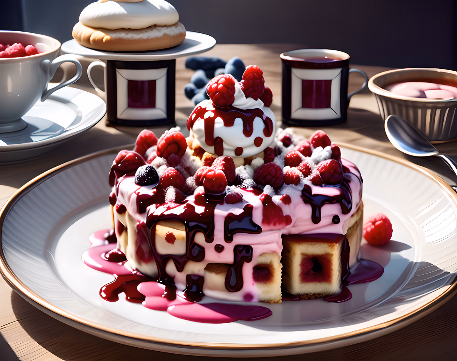 Raspberry Cake Food Photography QR Code for Restaurant Menus — image 1
