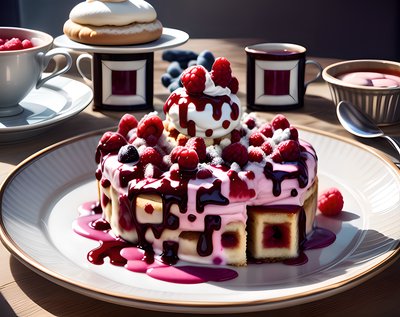 Raspberry Cake Food Photography QR Code for Restaurant Menus