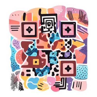 Colorful Abstract Shapes Vector QR Code for Stickers