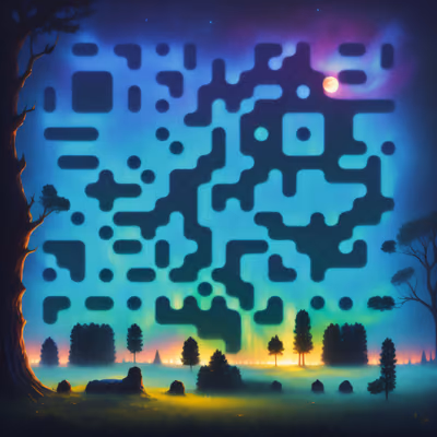 Aurora Night Forest Digital Painting QR Code Art — image 1