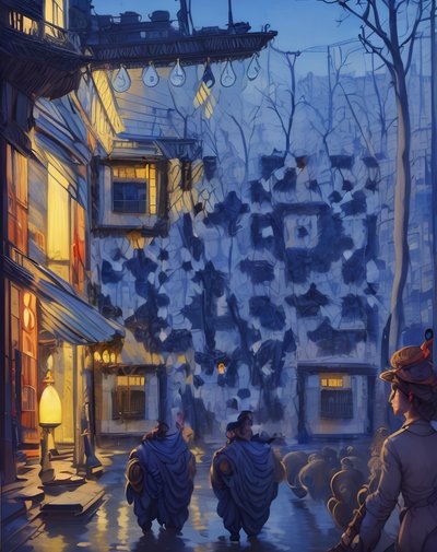 Paris Twilight Street Painting QR Code Art