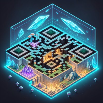 Isometric Crystal Cave Fantasy QR Code for Posters