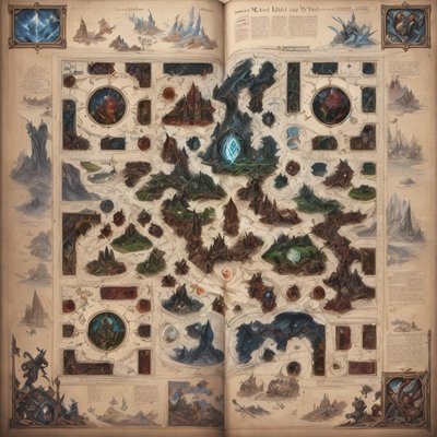 Fantasy Atlas Map Digital Painting QR Code for Posters
