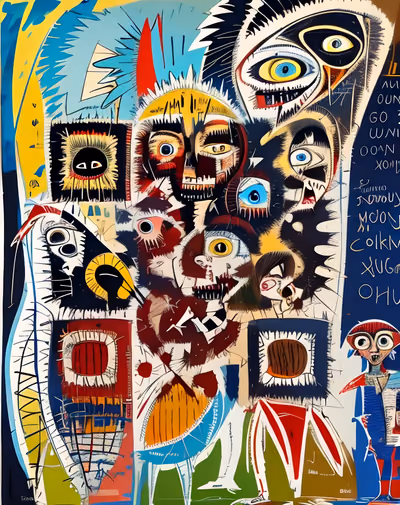 Chaotic Expressionist Faces QR Code Art — image 1