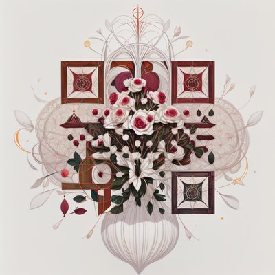 Rose Bouquet Ornamental Illustration QR Code Art
