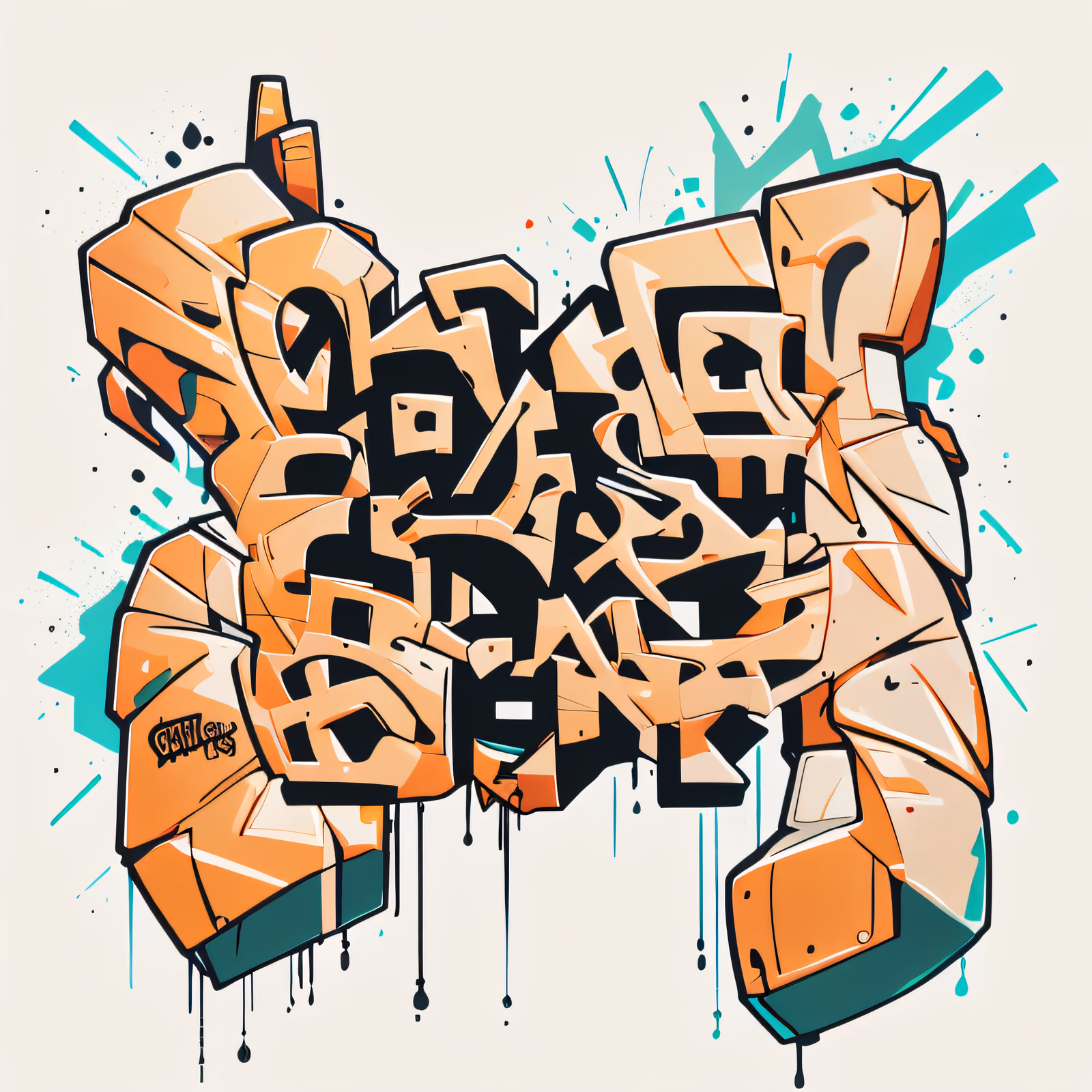 Orange Graffiti Lettering Street Art QR Code for Apparel — image 1