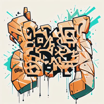 Orange Graffiti Lettering Street Art QR Code for Apparel