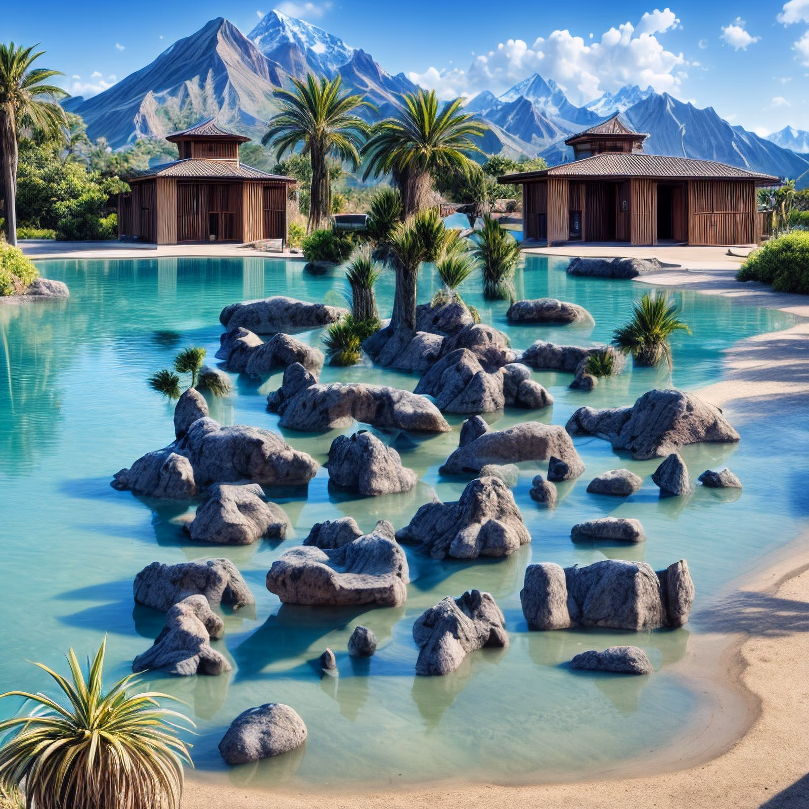 Tropical Lagoon Resort Photorealistic QR Code for Posters — image 1