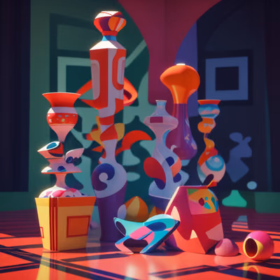 Colorful Abstract Vases 3D Render QR Code Art — image 1