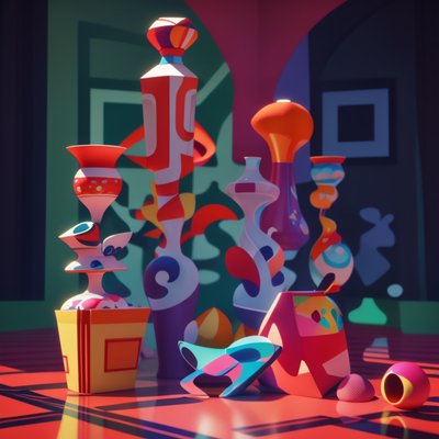 Colorful Abstract Vases 3D Render QR Code Art