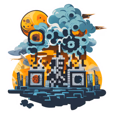 Polluted Factory Skyline Vector QR Code for Stickers — image 1