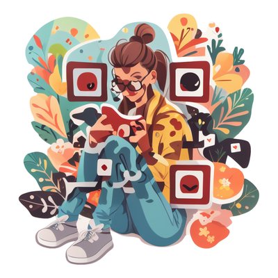 Woman Reading Among Flowers Vector QR Code for Stickers