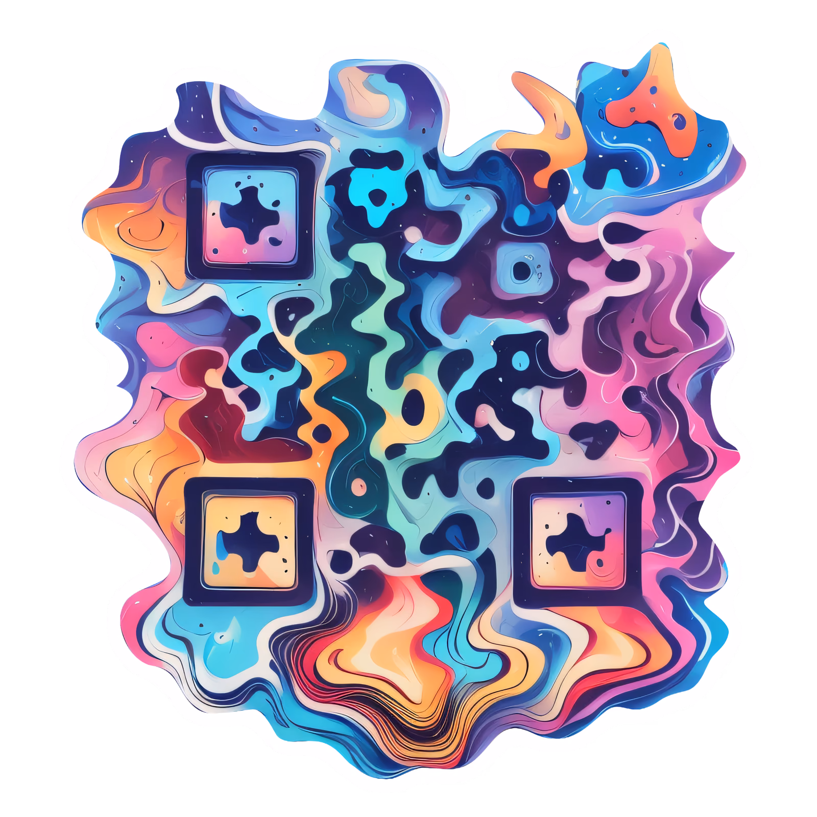 Liquid Abstract Vector QR Code for Stickers — image 1
