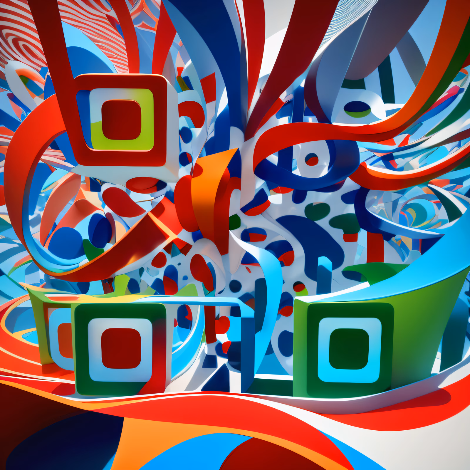 Abstract Ribbon Sculpture 3D QR Code Art — image 1