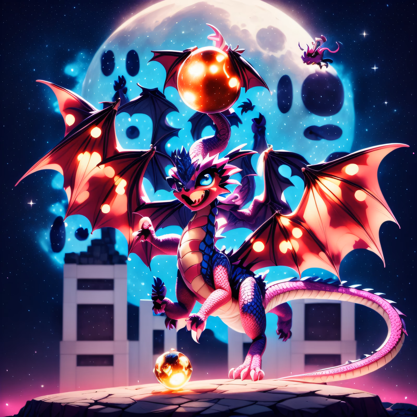 Cute Pink Dragon 3D Cartoon QR Code for Posters — image 1
