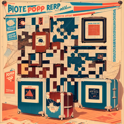 Retro Suitcases and Maps Travel QR Code for Posters — image 1