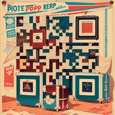 Retro Suitcases and Maps Travel QR Code for Posters