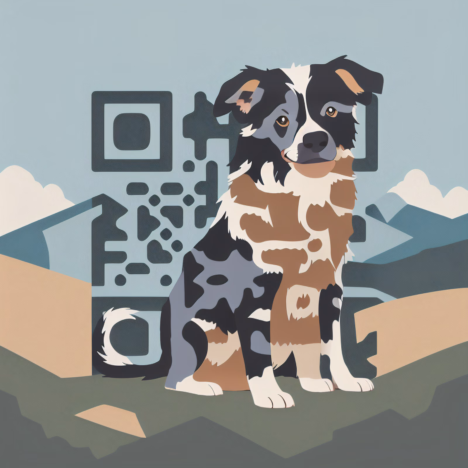 Border Collie Hillside Vector QR Code for Posters — image 1
