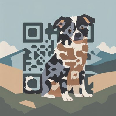 Border Collie Hillside Vector QR Code for Posters